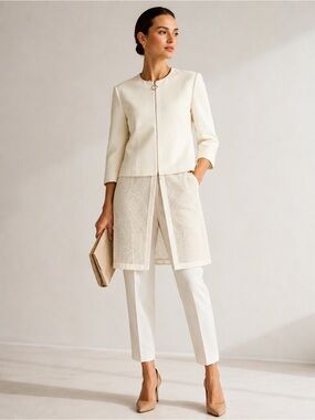 Akris Punto Ivory Convertible Mesh Panel Jacket |  US Size 10
